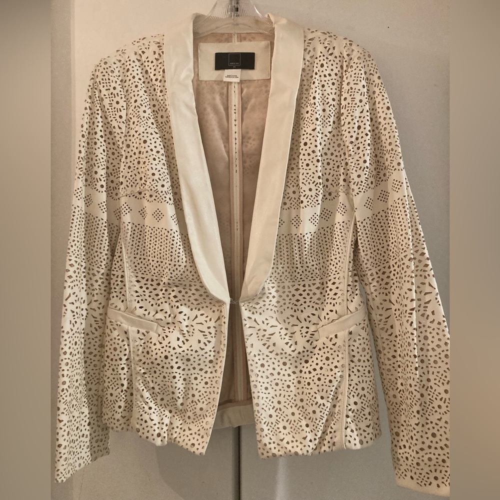 Dolce Vita ivory faux leather perforated blazer